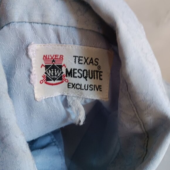 Vintage 1980s Blue Western Shirt Mens Large Texas Mesquite USA Snapper Indy - Picture 6 of 7